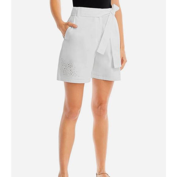 Hugo boss Tabroido Womens High Waist Short Flat Front Tie-Waist/Belt nwt size 2 - Picture 1 of 11